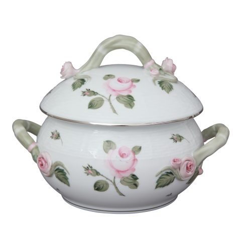 Soup tureen, branch knob