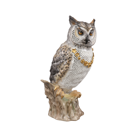 Owl, openwork, with flowers