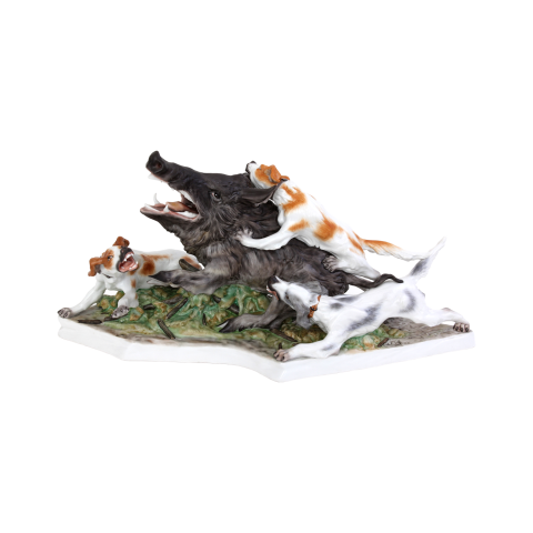 Wild-boar with dogs
