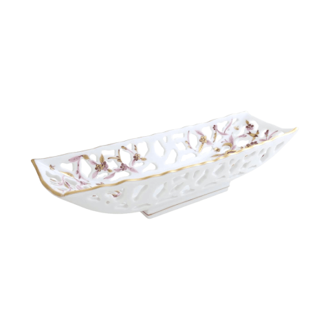 Fancy dish, oblong w. full VBO piercing,